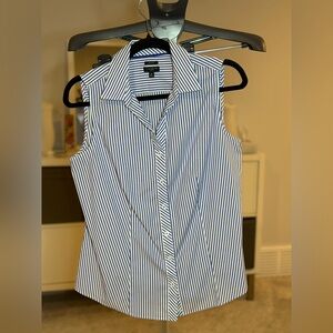 Talbots Blue and White Striped Button Down Shirt